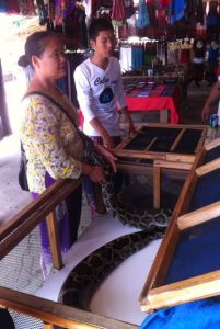 Nebst Kleidungsstücken und Schmuck gibt's hier auch noch Schlangen..