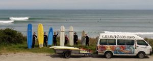 Surfen in Westport - ganz links stehe ich