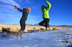 Auf Eis rumspringen mit Kristin - wohl Anzeichen einer Höhenkrankheit